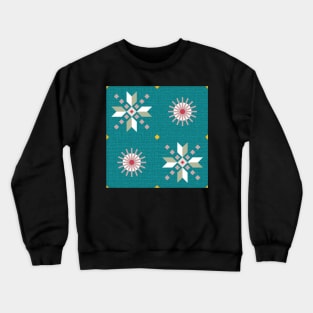 Geometric retro stars on turquoise, seamless pattern Crewneck Sweatshirt